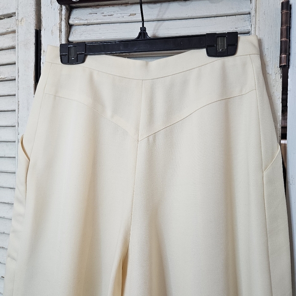 Vintage 70s Cream White Fine Wool Twill Culottes Made In France XS - Picture 9 of 15